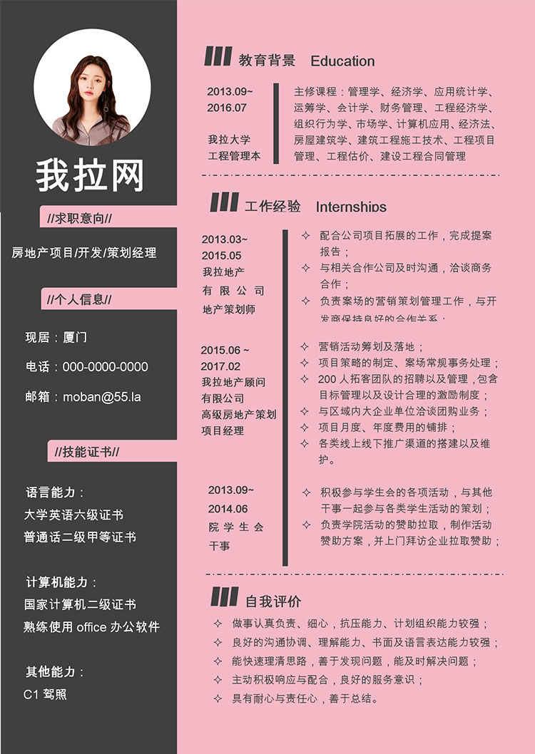 黑粉系創(chuàng)意房地產(chǎn)項目簡歷模板-1