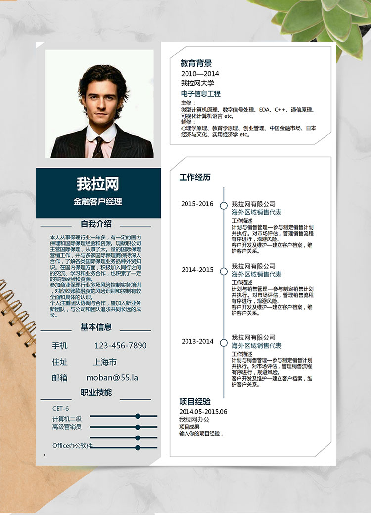 灰色系方塊風(fēng)金融客服經(jīng)理簡歷模板