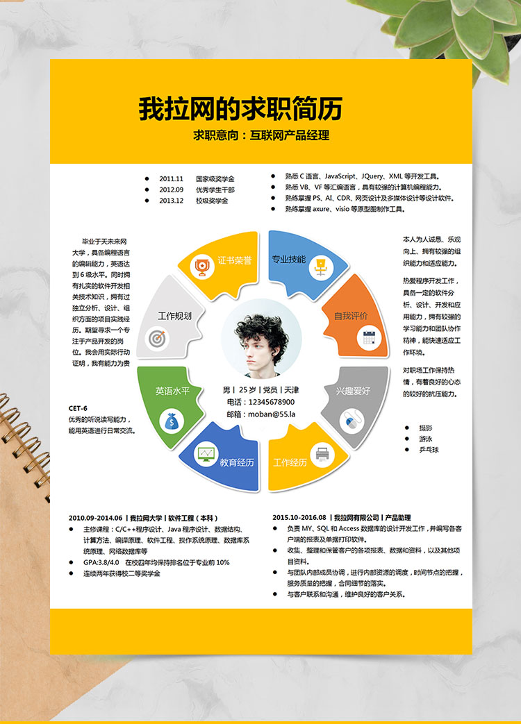 創(chuàng)意個性互聯(lián)網(wǎng)產(chǎn)品經(jīng)理求職簡歷word簡歷