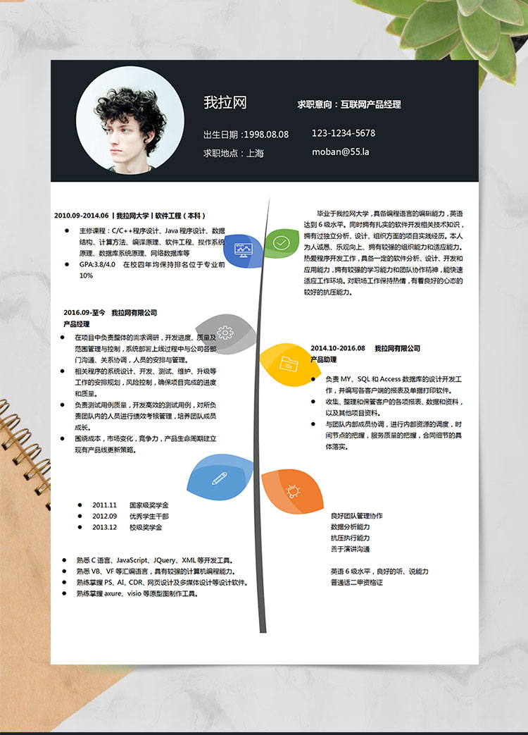 創(chuàng)意簡(jiǎn)約風(fēng)互聯(lián)網(wǎng)產(chǎn)品經(jīng)理個(gè)人簡(jiǎn)歷word簡(jiǎn)歷模板