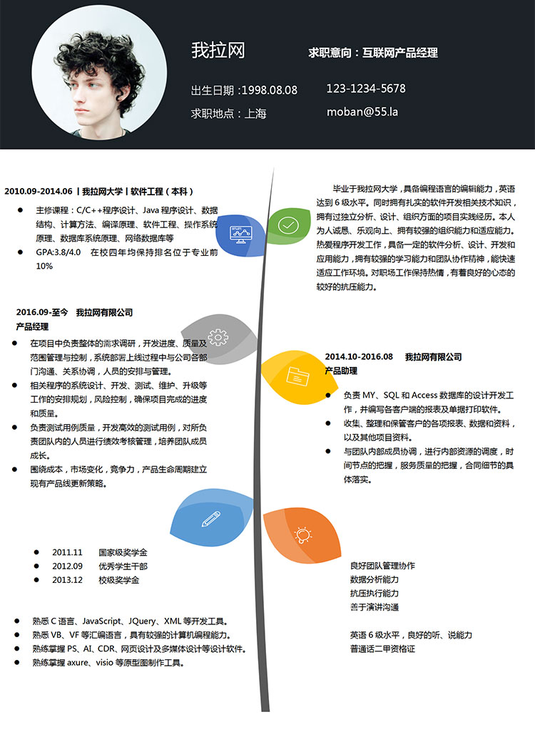 創(chuàng)意簡(jiǎn)約風(fēng)互聯(lián)網(wǎng)產(chǎn)品經(jīng)理個(gè)人簡(jiǎn)歷word簡(jiǎn)歷模板-1