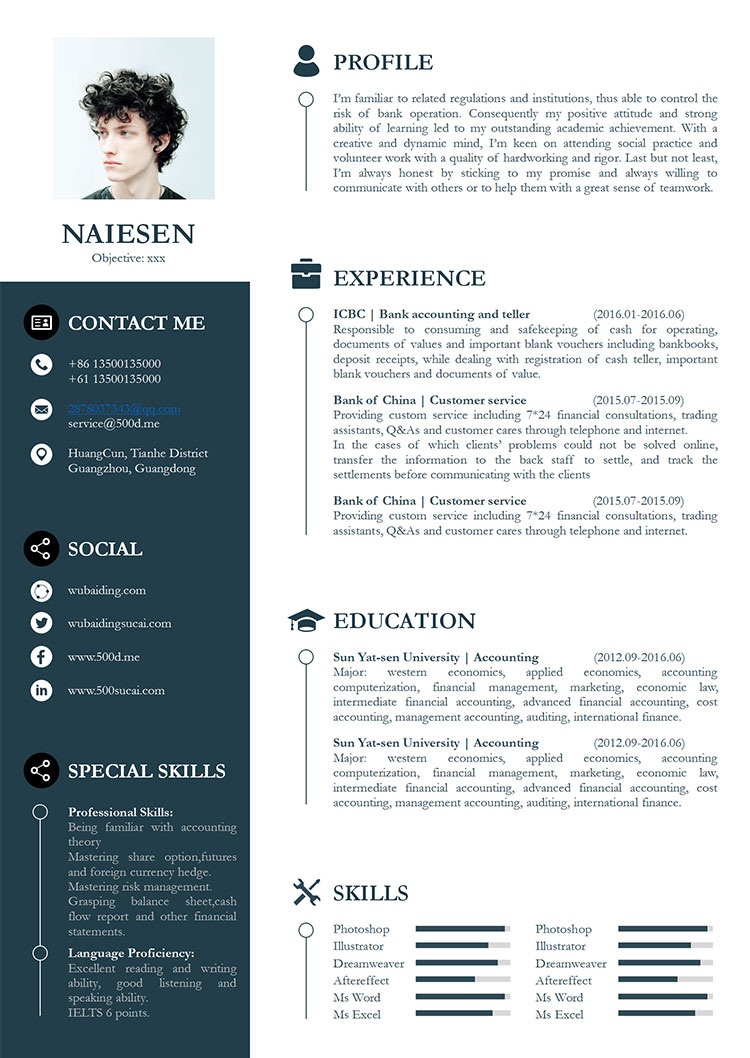 深藍(lán)色簡(jiǎn)約通用英文簡(jiǎn)歷-1