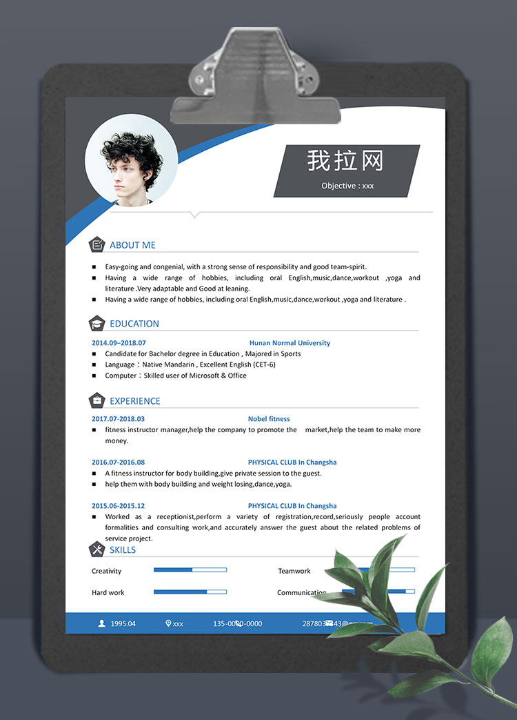 簡約大氣風格通用英文簡歷