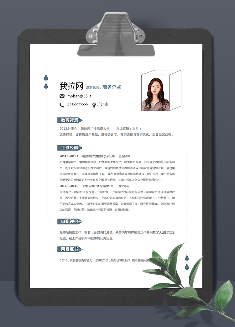 創(chuàng)意簡(jiǎn)潔大方美觀(guān)風(fēng)商務(wù)總監(jiān)簡(jiǎn)歷模板