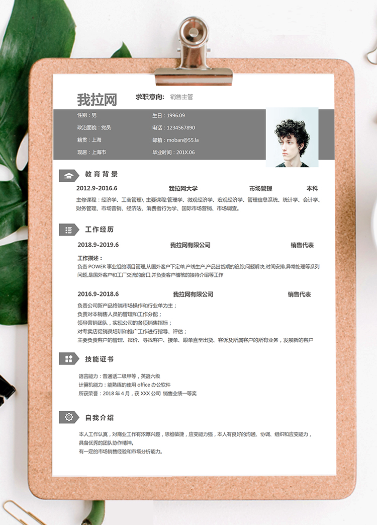灰色線條簡(jiǎn)約成套銷售主管個(gè)人簡(jiǎn)歷word模板-1