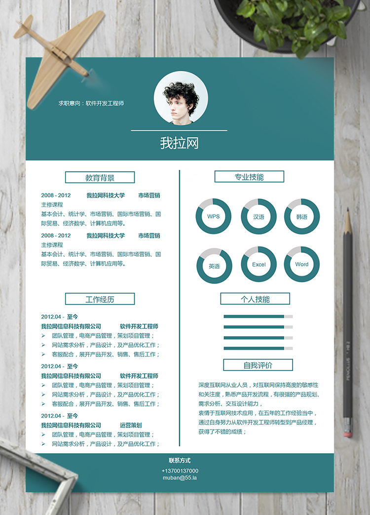 綠色穩(wěn)重大氣軟件開發(fā)工程師簡(jiǎn)歷