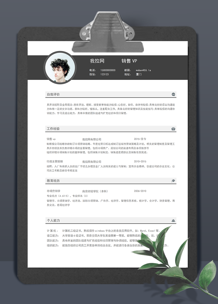 灰色簡(jiǎn)約風(fēng)銷售vpword簡(jiǎn)歷模板