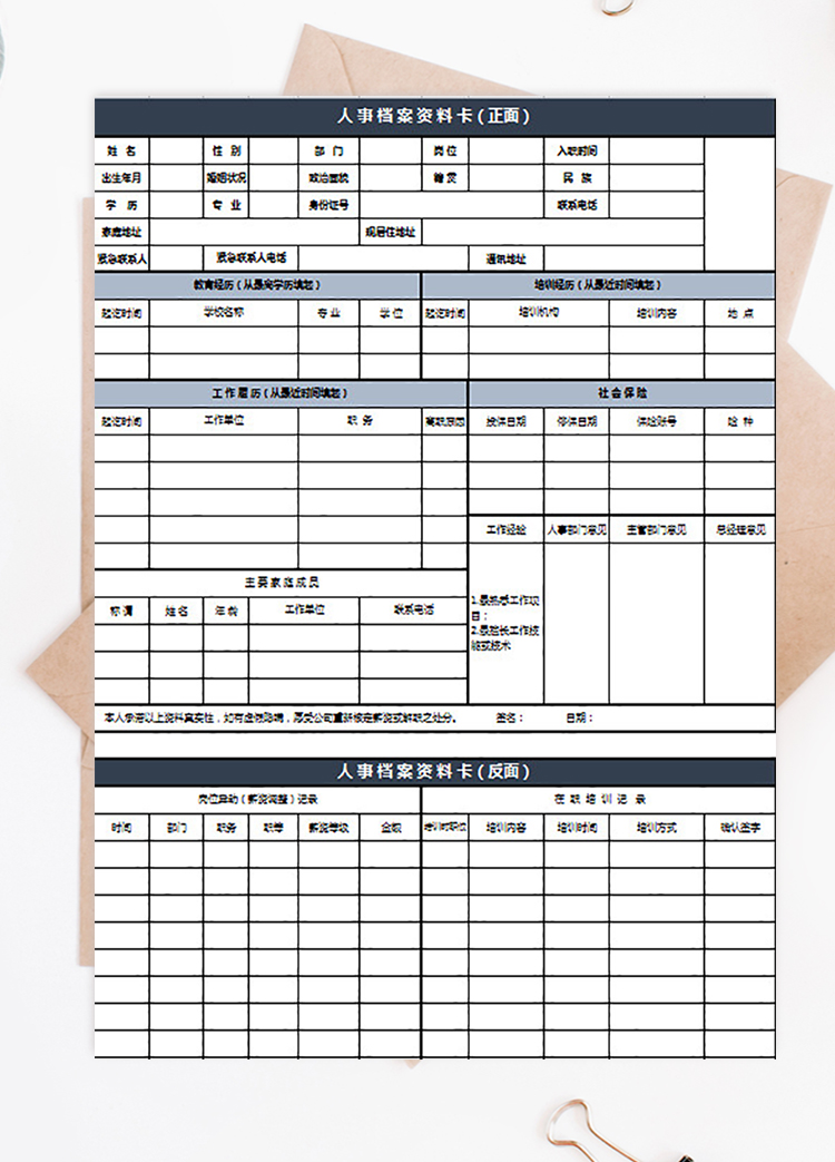 人事檔案資料卡